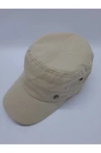 Kardelen Butik Denizli Kaliteli Vintage Askeri Tarz Metal Yıldızlı Şapka ( Unisex ) ( Bej Krem ) ( Arkadan Ayarlanabilir) - 1
