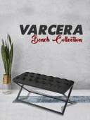Varcera Siyah Çapraz Metal Ayaklı Bench Puf thumbnail 1