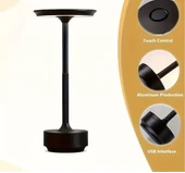 ŞIK MODEL SİYAH İNCE TASARIM GÜÇLÜ IŞIK DÜZ MODEL 3 RENK IŞIK ŞARJLI DOKUNMATİK MASA LAMBASI IŞIK ŞİDDETİ AYARLANABİLİR thumbnail 3