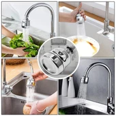 3 Fonksiyonlu Mutfak Lavabo Başlığı, 360 Derece Dönen, Tasarruflu, Musluk Başlığı, Krom, thumbnail 3