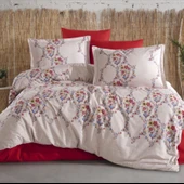 Clasy Ranforce Nevresim Takımı Çift Kişilik Navas V1 Kırmızı thumbnail 1