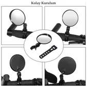 Elektrikli Scooter Bisiklet Dikiz Aynası, Tüm Bisikletlerle uyumlu, 8 cm Çap, Gidon Kelepçesi, 360 Derece, 2 Adet, thumbnail 3