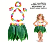 CEYLAN ADAM   Çocuk Hawaii Kostüm Seti - Yaprak Etek & Hawaii Set - 5 Parça thumbnail 2