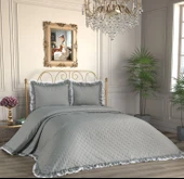 Kapitoneli Fırfırlı 3 Parça Çift Kişilik Yatak Örtüsü - 1