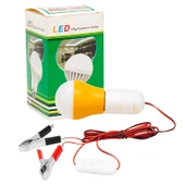 4 Metre Kablolu, Akü maşalı, 12 Volt, 10 Watt, Beyaz 6500K, Led Ampul, (DC 12 Volt Aküler İçin), Kamp, karavan, tekne, 1 Adet, - 2