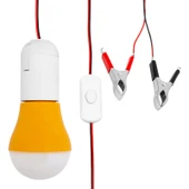4 Metre Kablolu, Akü maşalı, 12 Volt, 10 Watt, Beyaz 6500K, Led Ampul, (DC 12 Volt Aküler İçin), Kamp, karavan, tekne, 1 Adet, - 1