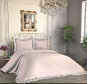 Kapitoneli Fırfırlı 3 Parça Çift Kişilik Yatak Örtüsü - 3