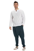 Büyük Beden Uzun Kol Şile Bezi Bisiklet Yaka Yazlık Tshirt Beyaz 3001 - 6