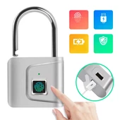 Anahtarsız Parmak İzi Güvenlik Kilidi Asma Kilit Şarjlı, parmak tanıma, akıllı biyometrik hırsızlık koruma kilidi, bagaj çantası, fitness stüdyosunda kilitli bölme, thumbnail 2