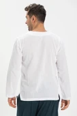 Büyük Beden Uzun Kol Şile Bezi Bisiklet Yaka Yazlık Tshirt Beyaz 3001 - 2