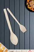 Doğal Şimşir Ağacı Ahşap Tahta Kaşık Spatula Seti Ağaç Kaşık (2li Set) Şmş-002 - 1