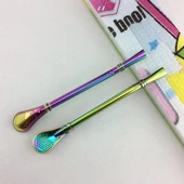 1 adet, pipet çelik süzgeçli kaşığı, tekrar kullanılabilir paslanmaz çelik pipet, 2'si 1 arada metal kaşık pipet, çay filtresi, metal pipet, thumbnail 3