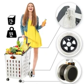 Sağlam Katlanır, 4 Tekerlekli, Market Alışveriş Arabası, Büyük Kapasiteli, 60KG Taşıma, 75 Litre Hacim, thumbnail 2