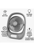 SMAYLİNG Şarjlı Masaüstü Fan – LED Işıklı, 3 Kademeli Hız, 180° Ayarlanabilir Başlık, Sessiz ve Taşınabilir - 2