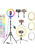 SMAYLİNG 10 Inç 26 Cm Rgb Işıklı Tripod Çok Renkl Led 210 Cm Tripot Youtube Tiktok Işığı Ve Bluetooth Kumanda - 1