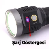 El Feneri Uzun Menzil 5000 Lümen 50W Li-ion 8000 mAh Şarjlı Powerbank Ledli Parlak Su Geçirmez Kamp thumbnail 6