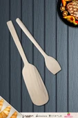 Doğal Şimşir Ağacı Ahşap Tahta Kaşık Spatula Seti Ağaç Kaşık (2li Set) Şmş-003 - 1