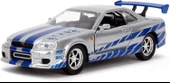 Jada Fast & Furious Diecast Model 1/32 2002 fits Nissan Skyline GTR R34silver/blue - 2