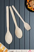 Doğal Şimşir Ağacı Ahşap Tahta Kaşık Spatula Seti Ağaç Kaşık (3lü Set) Şmş-004 - 1