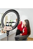 SMAYLİNG 22 Inç Ring Light Mega Boy Döküm Ayaklı Kuaför Makyaj Işığı Youtube Canlı Yayın Led Halka Lüx - 2