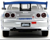 Jada Fast & Furious Diecast Model 1/32 2002 fits Nissan Skyline GTR R34silver/blue - 3