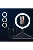 SMAYLİNG Masa Üstü Işık Tripodlu Makyaj Işığı Video Çekim Tiktok YouTube Işığı 3 Işık Modu + Telefon Tutucu - 1