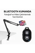 SMAYLİNG Üstten Çekim Telefon Standı + Bluetooth Kumanda Tripodlu Yayıncı Aksesuarı 360° Ayarlı - 1