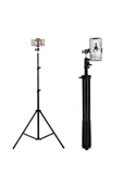 SMAYLİNG Bluetooth Kumandalı 210 Cm Tripod Telefon Tutuculu Selfie Çubuğu Telefon, Kamera Ve Lamp Tripodu - 3