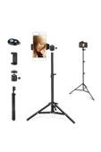 SMAYLİNG Bluetooth Kumandalı 210 Cm Tripod Telefon Tutuculu Selfie Çubuğu Telefon, Kamera Ve Lamp Tripodu - 1