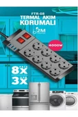 SMAYLİNG Termal Akım Korumalı 8'li Grup Priz, Isıya Karşı Dayanıklı, 8xPriz 3 x USB - 2 Metre Kablo Uzunluğu - 1