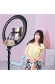 SMAYLİNG 22 Inç Ring Light Mega Boy Döküm Ayaklı Kuaför Makyaj Işığı Youtube Canlı Yayın Led Halka Lüx - 4