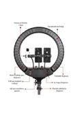 SMAYLİNG Ring Light Led Işık Halkası 21 Inç 54 Cm Profesyonel Stüdyo Işığı Ve 210 Cm Döküm Ayak Kumanda Çanta - 5