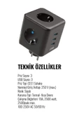 SMAYLİNG Termal Akım Korumalı Isıya Dayanıklı 3'lü Duvar Tipi Priz 2 X Usb 1 X Type C Çıkışlı - 3