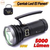 El Feneri 5000 Lümen Uzun Menzil 50W Li-ion 4 x 3200 mAh Şarjlı Powerbank Ledli Su Geçirmez Kamp thumbnail 1