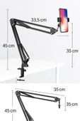 SMAYLİNG Masaüstü Üst Çekim Tripod Yayıncı & Oyuncu Telefon Standı 360° Ayarlanabilir - 4