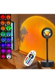 SMAYLİNG Gece Lambası Projektör Kumandalı Gün Batımı 16 Farklı Görüntü Sunset Lamp Ev Ofis Cafe Dekor - 1
