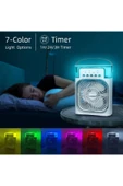 SMAYLİNG Taşınabilir Su Püskürtmeli Masa Üstü Fan 600 ml Hazne 7 Renk LED Işık Zaman Ayarlı Buz Eklenebilir - 4