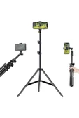 SMAYLİNG Bluetooth Kumandalı 210 Cm Tripod Telefon Tutuculu Selfie Çubuğu Telefon, Kamera Ve Lamp Tripodu - 2