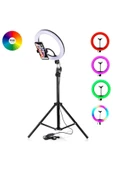 SMAYLİNG 10 Inç 26 Cm Rgb Işıklı Tripod Çok Renkl Led 210 Cm Tripot Youtube Tiktok Işığı Ve Bluetooth Kumanda - 4