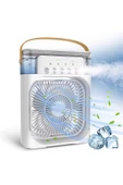 SMAYLİNG Taşınabilir Su Püskürtmeli Masa Üstü Fan 600 ml Hazne 7 Renk LED Işık Zaman Ayarlı Buz Eklenebilir - 1