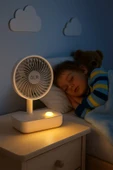 SMAYLİNG USB Masa Fanı Sessiz 5 Kademeli Mini Fan Gece Lambalı Taşınabilir Masaüstü Fan - 4