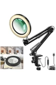 SMAYLİNG Katlanabilir büyüteçli LED lamba büyüteç masa lambası 3 renk modları 10 seviye Işık Mercek - 1