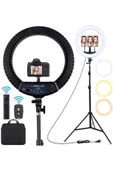 SMAYLİNG Standlı 18 Inç Led Halka Işık Portre Kısılabilir Makyaj Selfie Halka Işık T.çantası Ve Bt Kumanada - 1