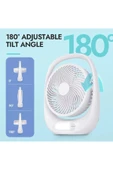 SMAYLİNG Şarjlı Masaüstü Fan – LED Işıklı, 3 Kademeli Hız, 180° Ayarlanabilir Başlık, Sessiz ve Taşınabilir - 4