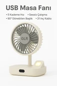 SMAYLİNG USB Masa Fanı Sessiz 5 Kademeli Mini Fan Gece Lambalı Taşınabilir Masaüstü Fan - 6