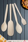 Doğal Şimşir Ağacı Ahşap Tahta Kaşık Spatula Seti Ağaç Kaşık (4lü Set) - 1
