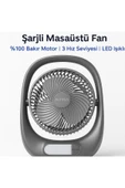 SMAYLİNG Şarjlı Masaüstü Fan – LED Işıklı, 3 Kademeli Hız, 180° Ayarlanabilir Başlık, Sessiz ve Taşınabilir - 1