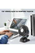 SMAYLİNG Şarj Edilebilir Mandallı Mini Vantilatör – 3 Kademeli Sessiz Masa Fanı - 4