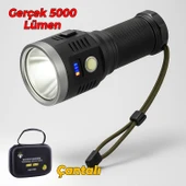 El Feneri Uzun Menzil 5000 Lümen 50W Li-ion 8000 mAh Şarjlı Powerbank Ledli Parlak Su Geçirmez Kamp thumbnail 4