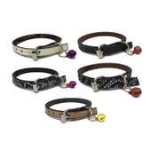 Zilli Deri Kedi Tasması 5'li Set 30 cm thumbnail 1